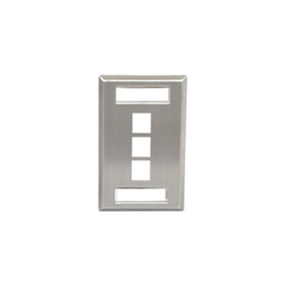 Icc Faceplate, Id, Stainless, 1-Gang, 3-Port