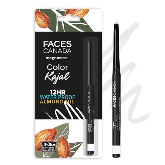 FACES CANADA Magneteyes Color Kajal - White Serenity 06, 0.30g | Highly Pigmented Kohl | 12 Hr Long Stay | Matte Finish | Single Stroke Glide | Water Proof | Smudge Proof | Almond Oil Enriched