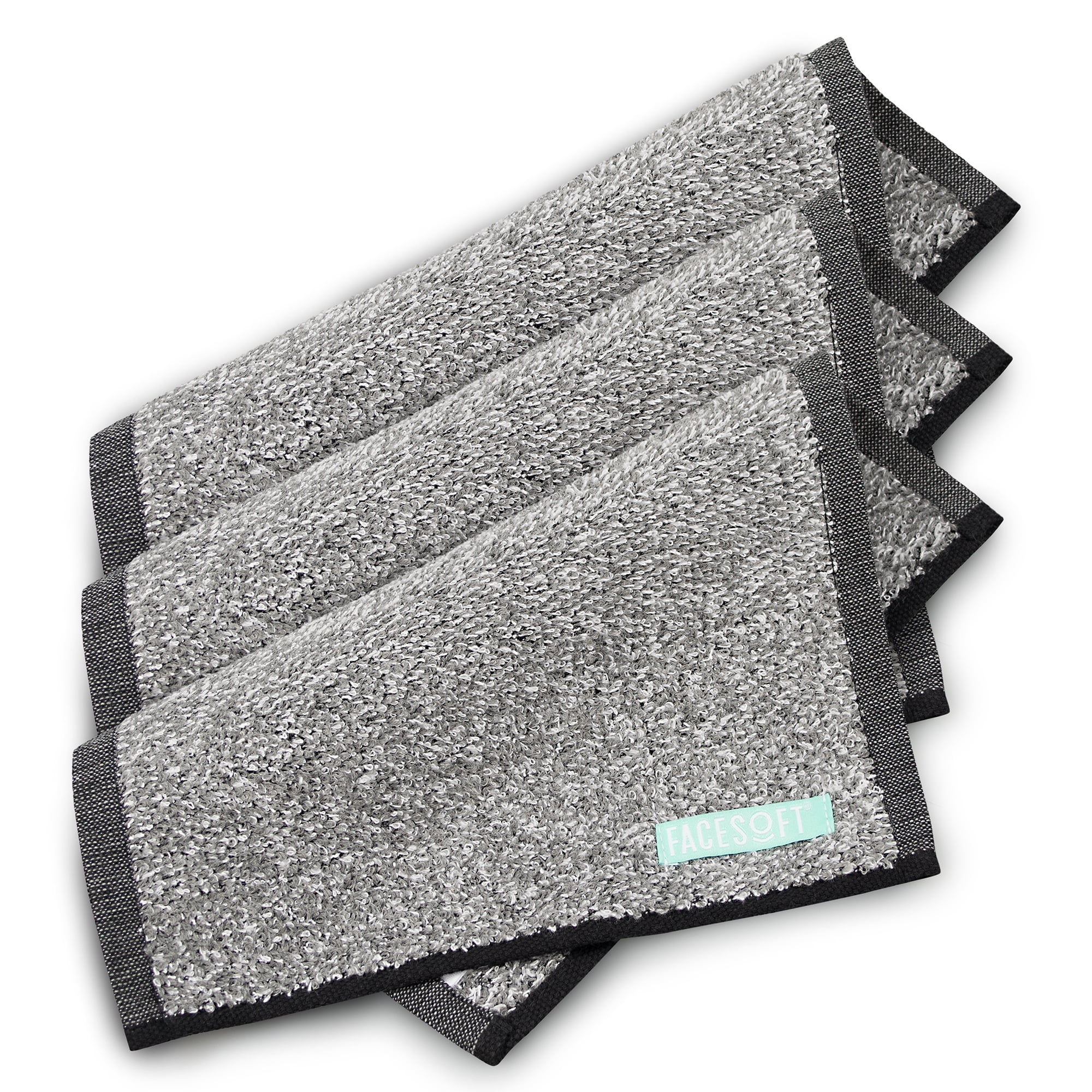 FACESOFT Mini Towels Charcoal Detox Multipack, Towel for Gym, Active, 3