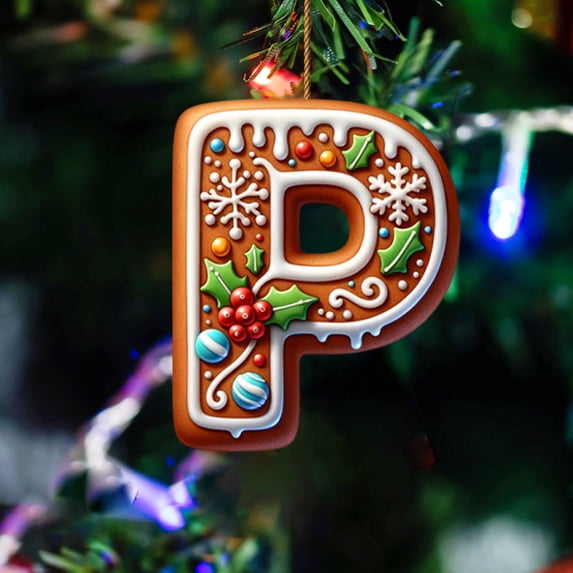 FACESOW 26 Letters Christmas Tree Decoration Pendant, Christmas Tree Ornaments Personalized DIY Christmas Ornaments Christmas Decoration Xmas Tree Hanging Decor (P)