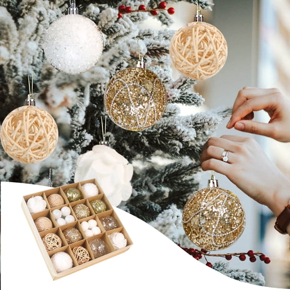 FACESOW Christmas Balls Ornaments for Christmas Tree, Christmas Decorations 6CM Plastic Electroplated Special-shaped Colorful Balls Christmas Ball Set Christmas Tree Pendant Pendant Decorative Ball