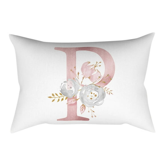 FACESOW Pillow Rose Gold Pink Flower Shaped Pillow Decorative Throw Pillows Modern Home Handmade Cushions 30x50 cm Englisch Alphabet pillowcases For Bed, Couch, Or Chair - Polyester