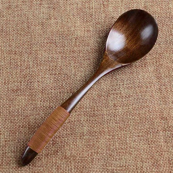 FACIWHL Wooden Kitchen Cooking Utensil Soup Spoon, Brown