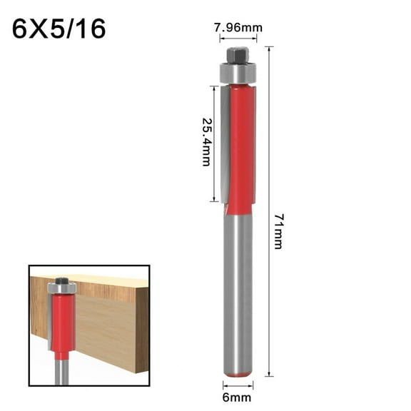 FACIWHL Woodworking Tools Clearance 6mm Shank Straight Flush Trim Router Bit Woodworking Cutting Tool B