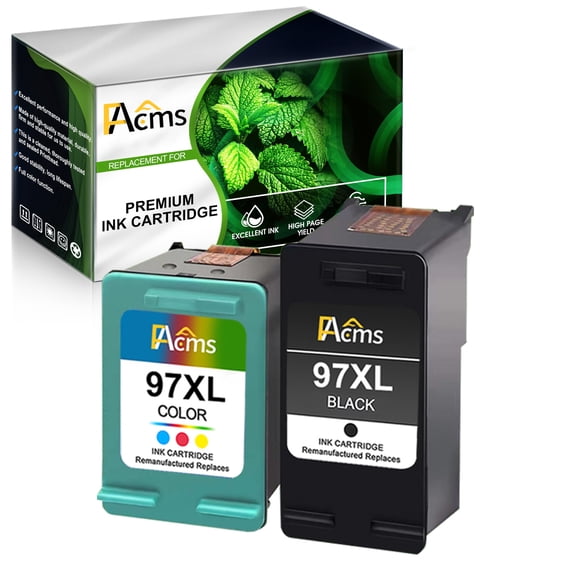 FACMS 96/97 Ink Cartridge Combo Pack Ink Cartridge Replacement for HP 96 97 for HP Deskjet 5940 6940 6840 Officejet 7210 7310 Photosmart 2610 2710 Printer (1 Black 1 Tri-Color)