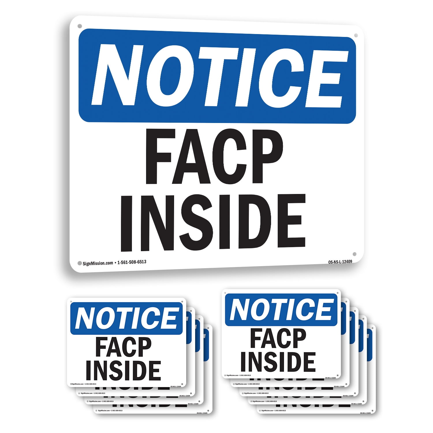 FACP Inside OSHA Notice Rigid Plastic Sign 18 Inch x 12 Inch - 10 Pack ...