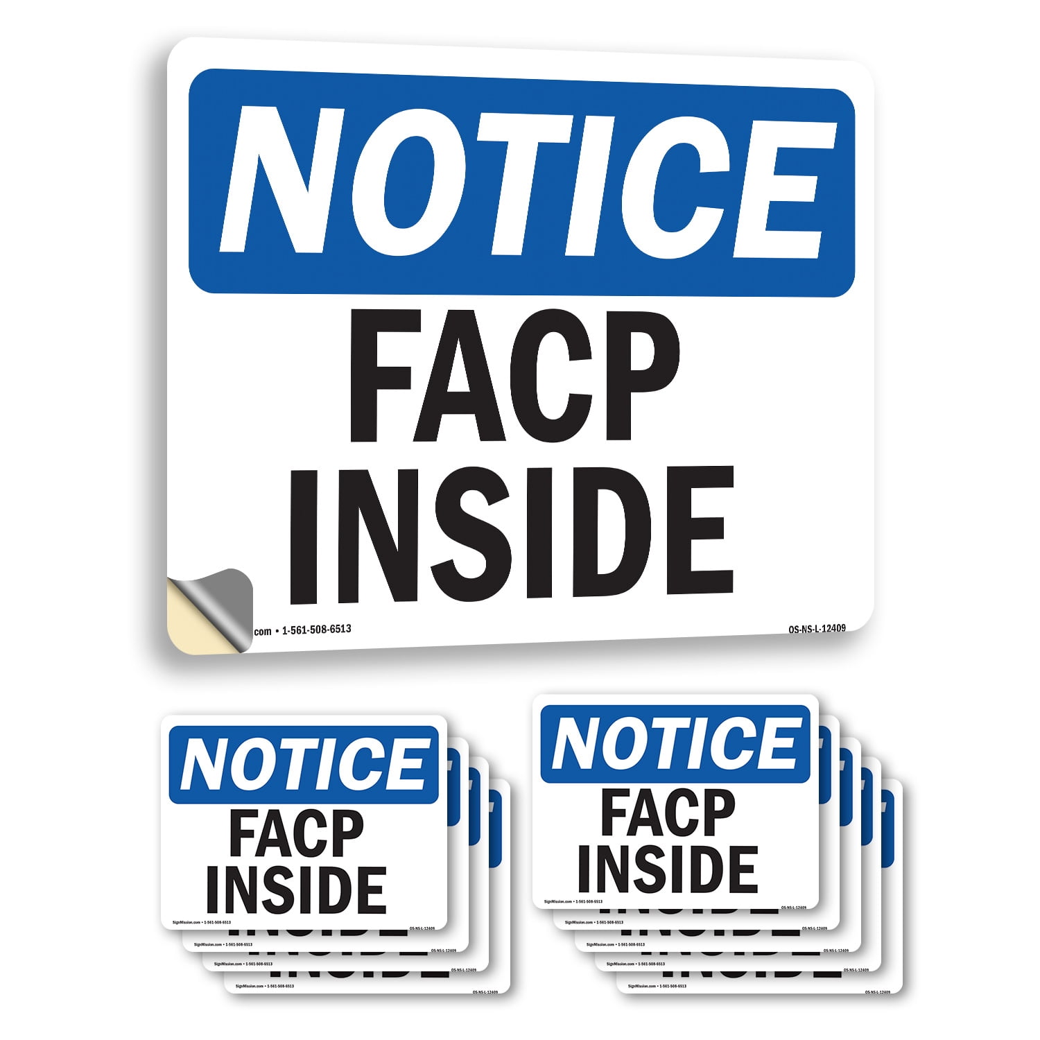 FACP Inside OSHA Notice Vinyl Decal Label 18 Inch x 12 Inch - 10 Pack ...