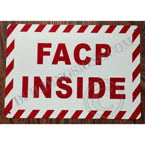 FACP Inside Sign - FIRE Alarm Control Panel Inside Sign (White, Reflective, Aluminium 7X10,Rust Free)- Zebra LINE (ref-2201)