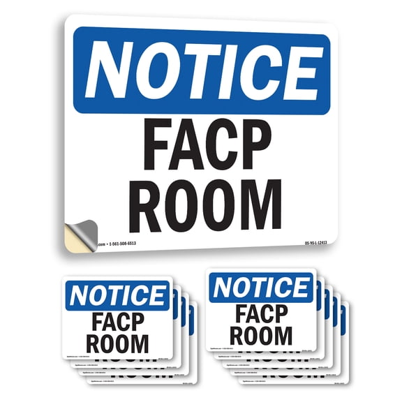 FACP Room OSHA Notice Vinyl Decal Label 14 Inch x 10 Inch - 10 Pack