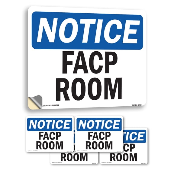 FACP Room OSHA Notice Vinyl Decal Label 5 Inch x 3.5 Inch - 5 Pack