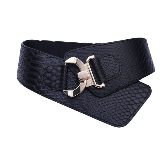 FADAACAI Buckle Wide Women Belt Faux Leather Elastic Overcoat Belt Clothes Ornament Belts for Women Wide Belts for Women Elastic Belts for Women Black Clearance!
