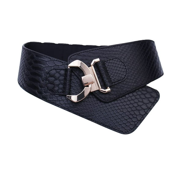 FADAACAI Buckle Wide Women Belt Faux Leather Elastic Overcoat Belt Clothes Ornament Belts for Women Wide Belts for Women Elastic Belts for Women Black Clearance!