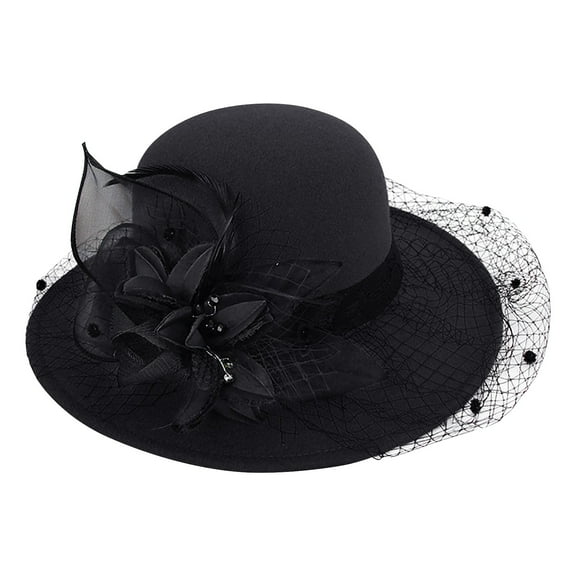 FADAACAI Church Hats for Women Women's Autumn and Winter Flowers Round Top Casual Fisherman'S Basin Cap Small Bowler Hat Cloche Hats for Women Fall Hats for Women 2024 Black M Clearance！