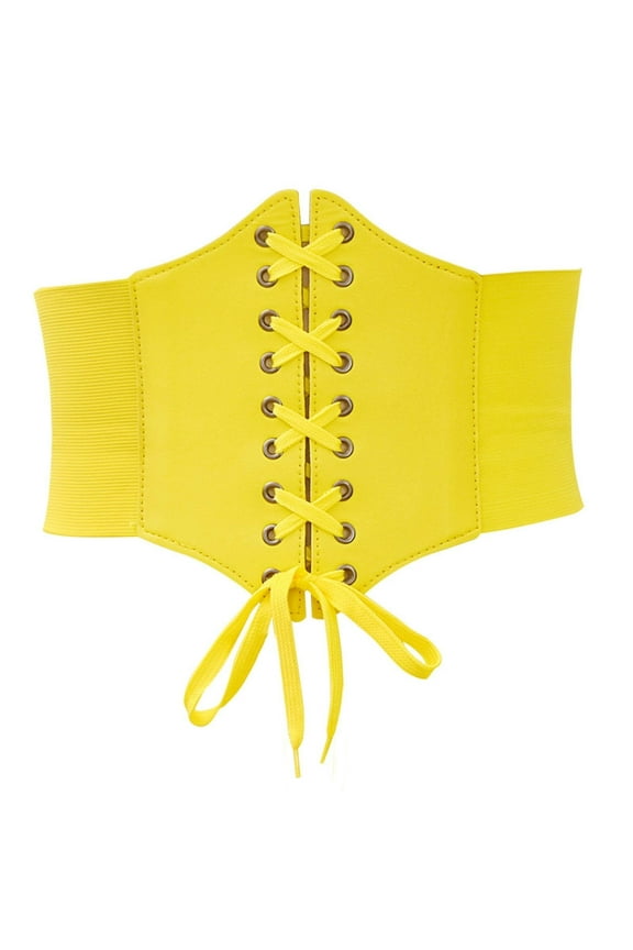 Corset Tops for Women Vintage Court Bustier Adjustable Corset Waist Belt Boned Overbust Corsets Yellow 2XL Clearance!