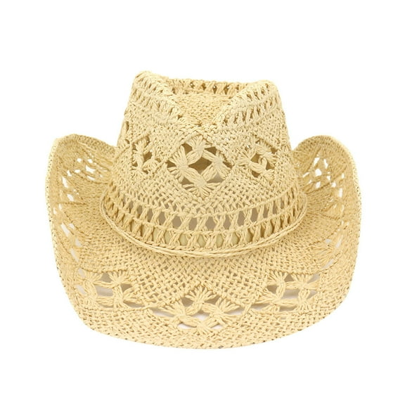 FADAACAI Cowboy Hat Fashion Lady Foldable Casual Cap Wide Sun Hat for Women and Men Cowboy Hats for Women Felt Cowboy Hat Yellow One Size Clearance!