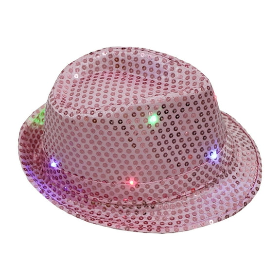 FADAACAI Cowboy Hat LED Sequin Glow Jazz Hat Performance Props Flash Cowboy Hat Cowgirl Hat Cowboy Hat Men Pink One Size Clearance!