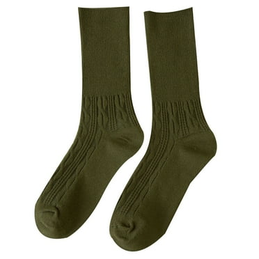 FADAACAI Crew Socks for Women,Solid Color Stacked Socks Wind Loose Tube Cotton Socks Fashion Lady Socks,Boot Socks for Women,Fall Socks Women Green A Clearance！
