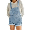thumbnail image 1 of FADAACAI Denim Overalls for Women,Women Summer Soild Causl Hem Ripped Hole Pocket Denim Overall Romper,Jean Overalls for Women,Fall Jumpsuits for Women Blue XL Clearance！, 1 of 5