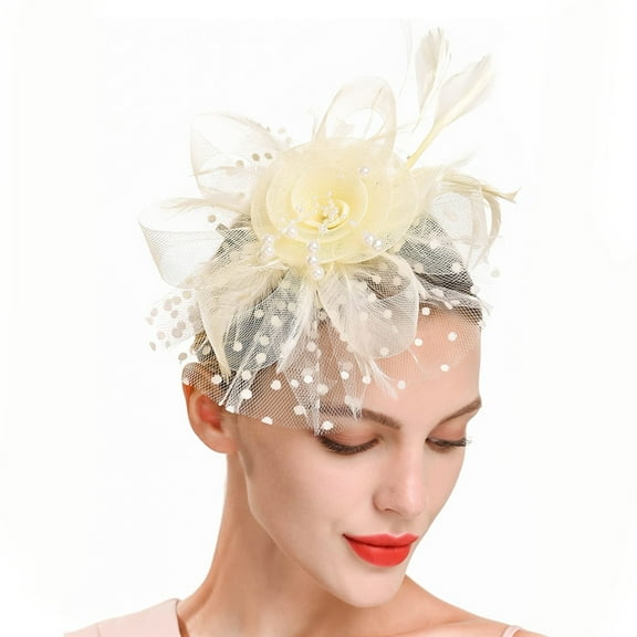 FADAACAI Fascinators Hat Hat for Women Feather Tea Party Bridal Wedding Mesh Flower Headband Hair Clip Women's Fascinators Fascinator for Women Clearance!