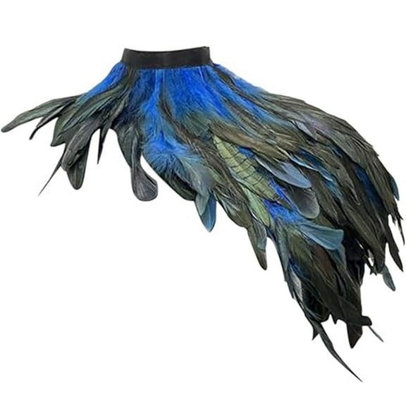 FADAACAI Feather Shawl with Collar Adult Neck Holiday Decoration WoMen's Shawl Wrap Warm Poncho Sweater Cape for Fall Winter Blue Clearance！