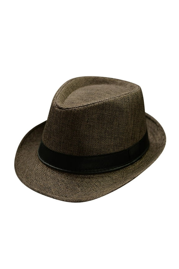 Fedoras For Men Men And Women Jazz Hat Soild British Sun Hat Travel Sun Hat Mens Dress Hats Bowler Hats Brown One Size Clearance!