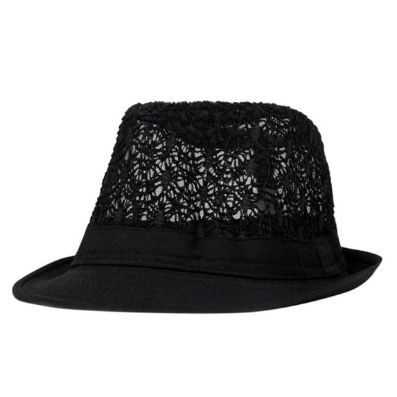 FADAACAI Felt Hats for Women Felt Hats for Men Brown Fedora Womens Fedora Hats Summer Men Women Breathable Cuban Sun Beach Hat Hollow Packable Caps Black