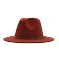 thumbnail image 1 of FADAACAI Felt Hats for Women Womens Fedora Panama Wool Belt Classic Hat Buckle Hat Floppy Wide Caps Womens Fedora Hat Fall Fall Hats for Women 2024 Red One Size Clearance！, 1 of 2