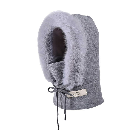 FADAACAI Fur Hat,Hood Ski Over Windproof Plush Hood Fuzzy Ski Winter Adjustable Women Men,Winter Hats for Women,Trapper Hat for Women Gray One Size Clearance！