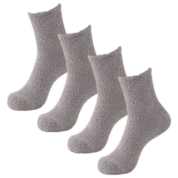 FADAACAI Fuzzy Socks 2 Pairs Cozy Slipper Socks Casual Socks for Men Winter Warm Soft Cabin Stocking Comfy Sleep Socks Gray One Size Clearance!