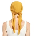 thumbnail image 1 of FADAACAI Head Scarves for Chemo Turbans for Women with Cancer Head Scarf for Cancer Patients Women Scarf Hat Wrap Women Turban Beading Hat Head Cotton Tail Muslim Hair Caps Yellow, 1 of 4