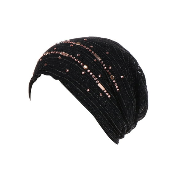 FADAACAI Head Scarves for Women with Cancer Chemo Hat Chemo Caps for Women Hair Turban Hat Turban Muslim Wrap Cap Women Caps Black