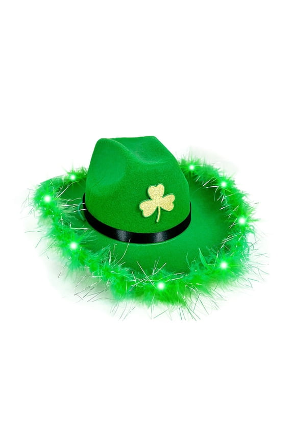 Irish for Women Irish 4 St. Day Hat Wide Brim Hats Green Hat Containing Lights That Can Light Cowboy Hat Cowgirl Hat Cowboy Hats for Women Multi-color Clearance！