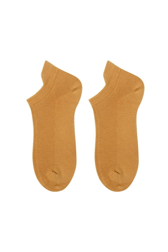 Male Adult Teenager Summer Solid Thin Breathable Retro Socks Yellow One Size Clearance！