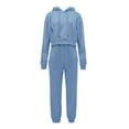 thumbnail image 1 of FADAACAI Matching Sweatsuits Women's Leisure Long Sleeved Hooded Closure High Waist Elastic Long Pants Sweater Pants Set Womens Sweatsuits Sets Lounge Sets for Women Blue XL Clearance！, 1 of 4