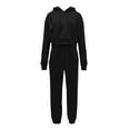 thumbnail image 1 of FADAACAI Matching Sweatsuits Women's Leisure Long Sleeved Hooded Closure High Waist Elastic Long Pants Sweater Pants Set Womens Sweatsuits Sets Lounge Sets for Women Black L Clearance！, 1 of 4