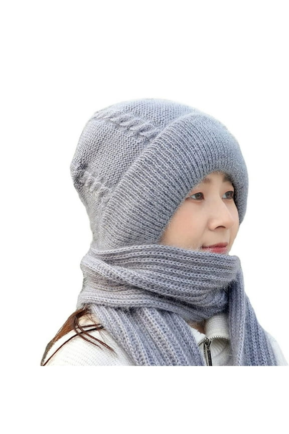 Neck Scarf Integrated Ear Windproof Cap Scarf Knitting Thick Warm Ear Guard Hat Hooded Scarf Women Winter Knitted Hat Womens Scarf Winter Neck Gaiter Women Clearance!