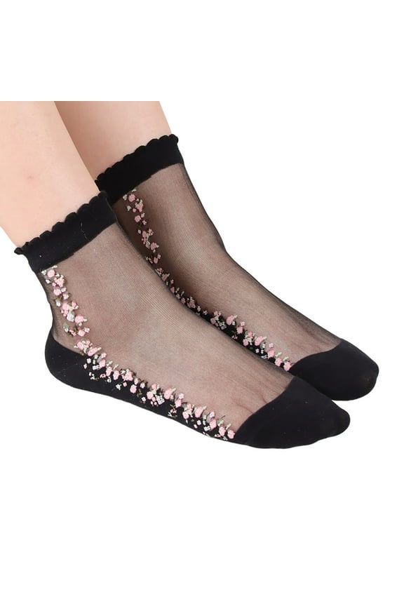 Nylon Socks 1 Pairs Unisex Warm Soft Embroidered Mesh Sport Socks Medium Stockings Casual Socks Silk Socks Women Ankle Stockings for Women Clearance!