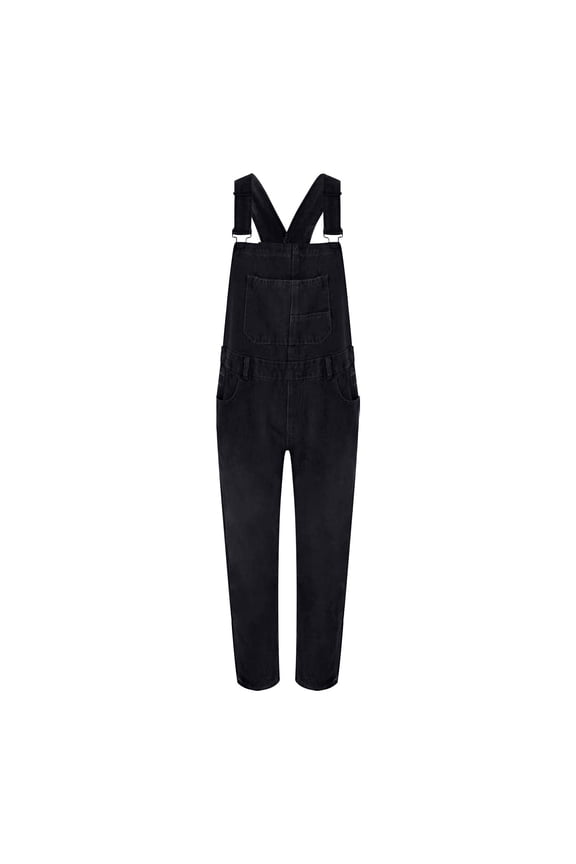 Overalls for Women Denim,Women Loose Fit Classic Bib Casual Jean Stretchy Denim Overall Jumpsuit Tapered Leg Jean Pants,Jean Overalls for Women,Jumpsuits for Women Casual Black L Clearance!