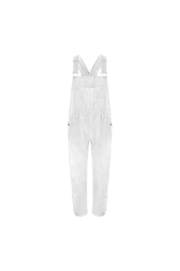 Overalls for Women Denim,Women Loose Fit Classic Bib Casual Jean Stretchy Denim Overall Jumpsuit Tapered Leg Jean Pants,Jean Overalls for Women,Jumpsuits for Women Casual White XL Clearance！