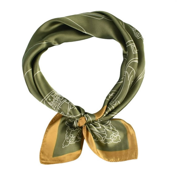 FADAACAI Satin Bandana Silk Scarf for Women Hair Silk Head Scarf for Women Colorful Bandanas Women Casual Scarf Flower Printed Scarf Printing Square Scarf Turban Green