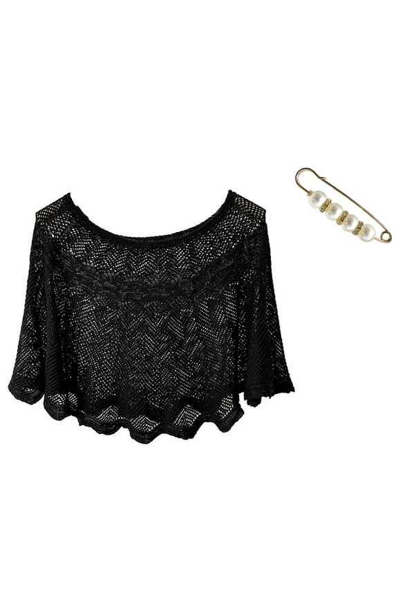 Scarf for Women Mesh Shawl Shawl Wraps for Women Summer Wedding Dress Cover Up Women Casual Open Knit Top Lace Summer Lightweight Solid Hollow Out Knitted Sun Proof Shawl Black