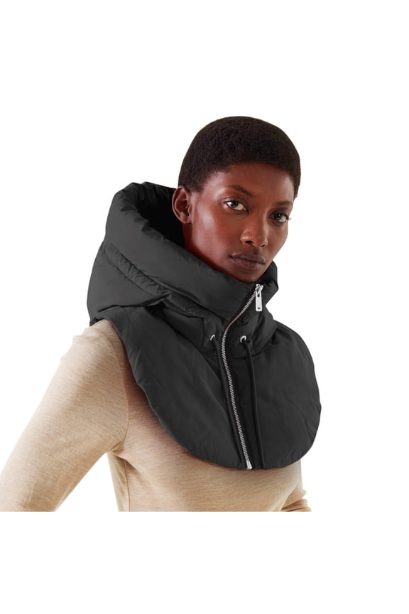 Down Scarf Women,Women False Vest Sleeveless Zip Up False Hooded Mock Collar Padded Gilet Lightweight Winter Detachable Half Vestcoat,Down Puffer Scarf,Puffy Vest Clearance！