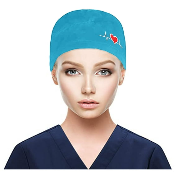 FADAACAI Scrub Cap Men,Mens Womens Cap with Buttons and for Hat Scrub with Sweatband Bouffant print Caps,Surgical Cap,Satin-Lined Hat Clearance!