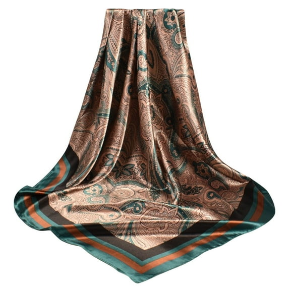 FADAACAI Silk Head Scarf Satin Cashew Flower Prints Square Scarf Silk Scarf for Women Lightweight Scarves for Women Green One Size Clearance!