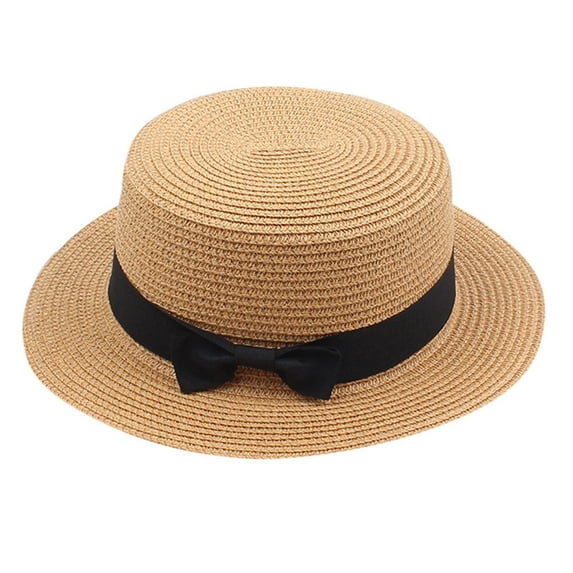 FADAACAI Sun Hats for Women Solid Beach Sun Top Hat Summer Hat Ladies Women's Visor Sun Caps Straw Hats for Women Beach Hat Brown One Size Clearance!