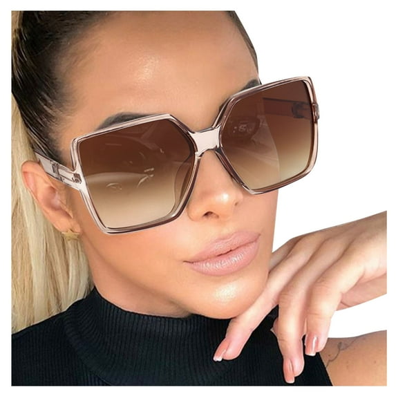 FADAACAI Sunglasses Womens Ladies Sunglasses Personality Big Frame Sunglasses Fashion Sunglasses Women Large Sunglasses Trendy Sunglasses for Women Brown One Size Clearance!