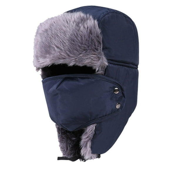 FADAACAI Neck Thicken Riding Adult Hat Winter Solid and Warm Windproof Outdoor Hats Blue One Size Clearance!