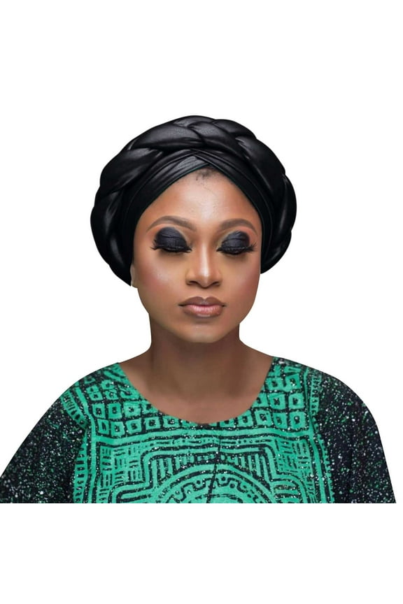 Turban Hats for Women Women Beading Braid Hat Muslim Ruffle Cancer Wrap Cap Sleep Caps Satin Lined Hair Bonnets Chemo Headwear For Women Turban Head Wraps For Women Black Clearance!