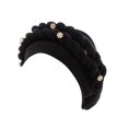 thumbnail image 1 of FADAACAI Turban Hats for Women Women Beading Braid Hat Muslim Ruffle Cancer Wrap Cap Sleep Caps Satin Lined Hair Bonnets Chemo Headwear For Women Turban Head Wraps For Women Black Clearance！, 1 of 2