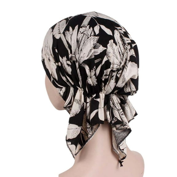 FADAACAI Turbans for Women,Women Muslim Elastic Turban Print Cotton Hat Head Wrap,Cancer Hats for Women Chemo,Chemo Headwear for Women Clearance！